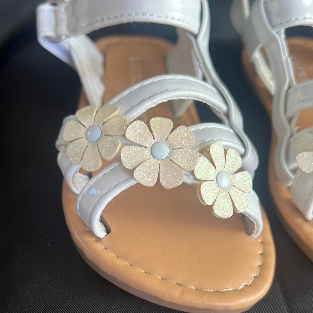 Laura Ashley White and Brown Floral Sandals